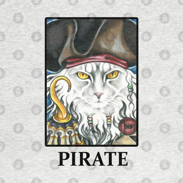 Pirate Cat with Hook - Quote - Black Outlined Version by Nat Ewert Art
